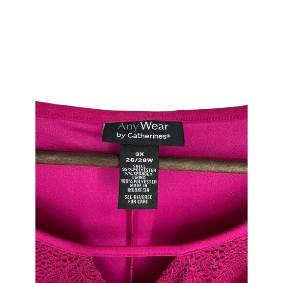 Any Wear by Catherines 3/4 Sleeve Lace Overlay Tunic Size 3X - Picture 3 of 9